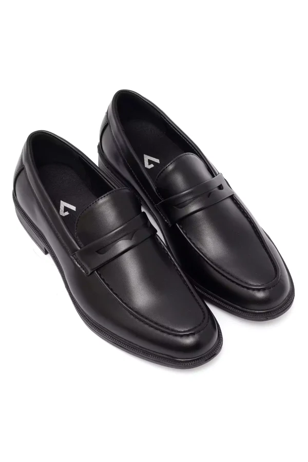 Faux Leather Loafer - Black