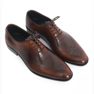 Laser-Cut Brown Brogue Shoes