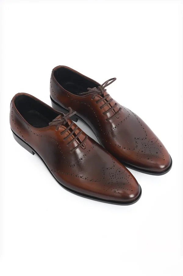 Laser-Cut Brown Brogue Shoes