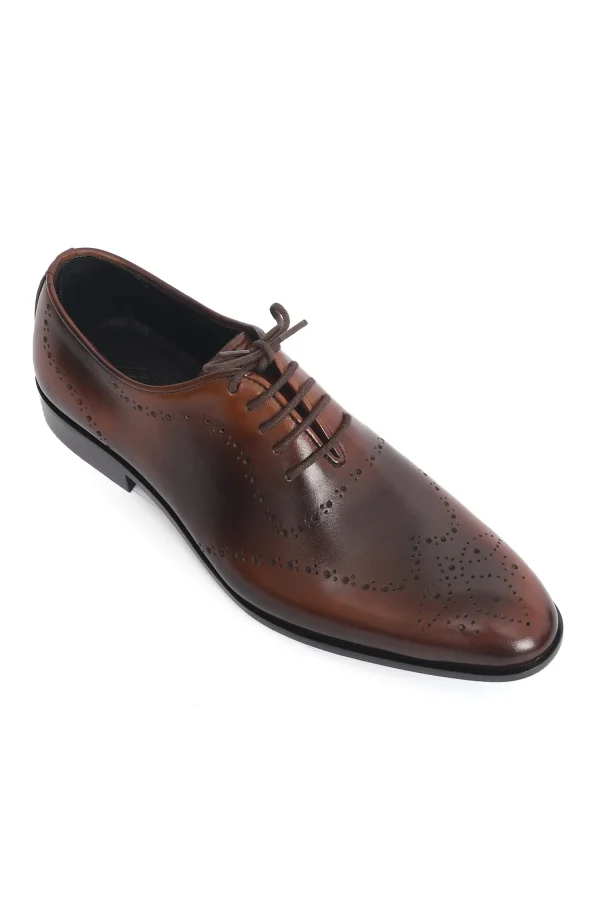 Laser-Cut Brown Brogue Shoes